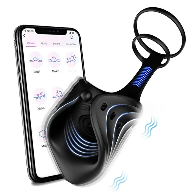 App Wireless Control Cock Ring Adjustable Vibrator Male Penis Trainer - Lurevibe