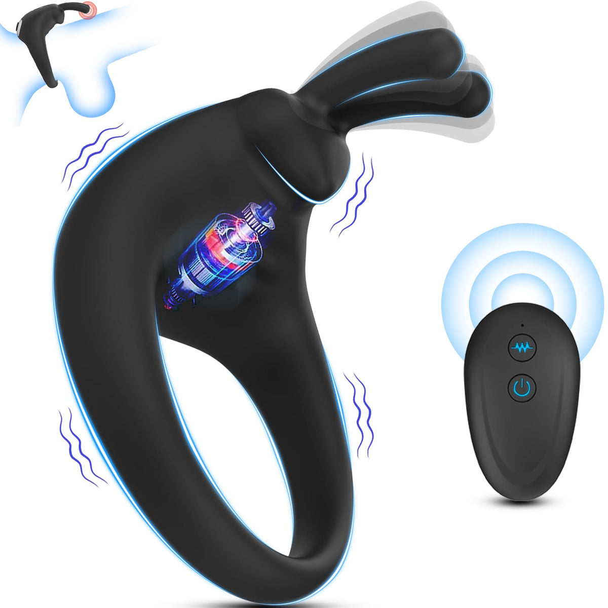 Lurevibe - Rabbit Vibrating Cock Ring Adult Sex Toys with Clitoral Vibrator - Lurevibe