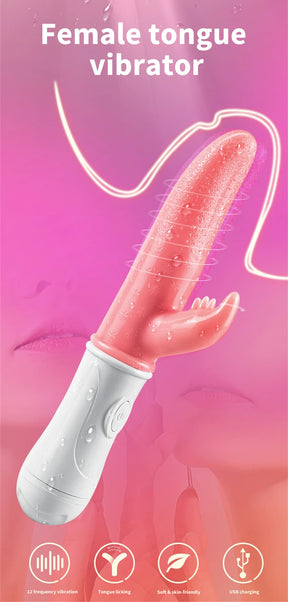 G-spot Clitoral Stimulation 12 Frequency Simulation Tongue Vaginal Massage Vibrator - Lurevibe