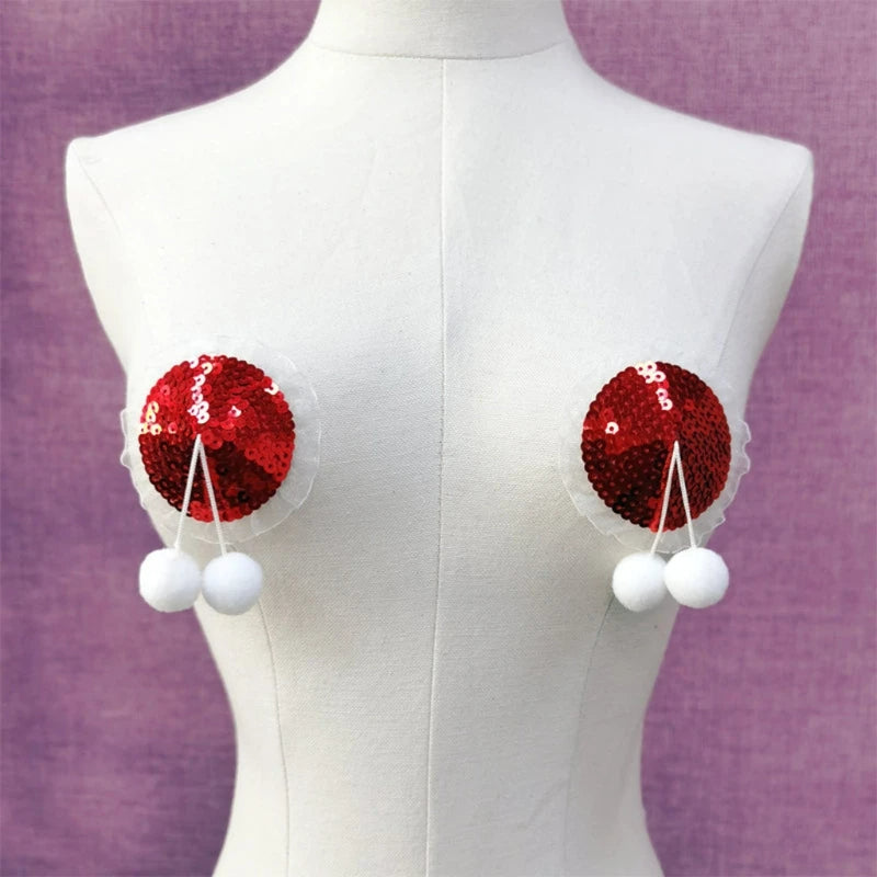 Lurevibe - Christmas Small Sequins Sexy Female Nipple Stickers - Lurevibe