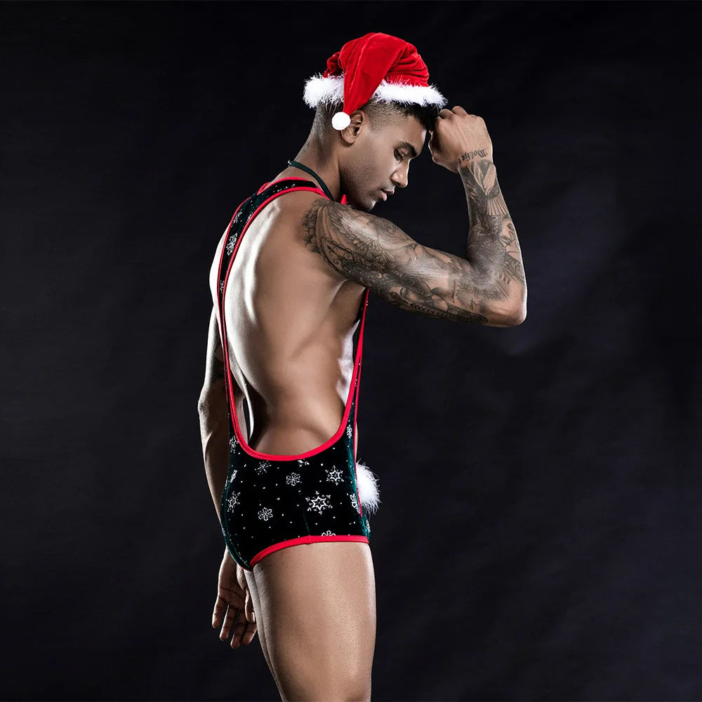 Lurevibe - Christmas Men's Sexy Lingerie One-piece Christmas Costume For Male - Lurevibe