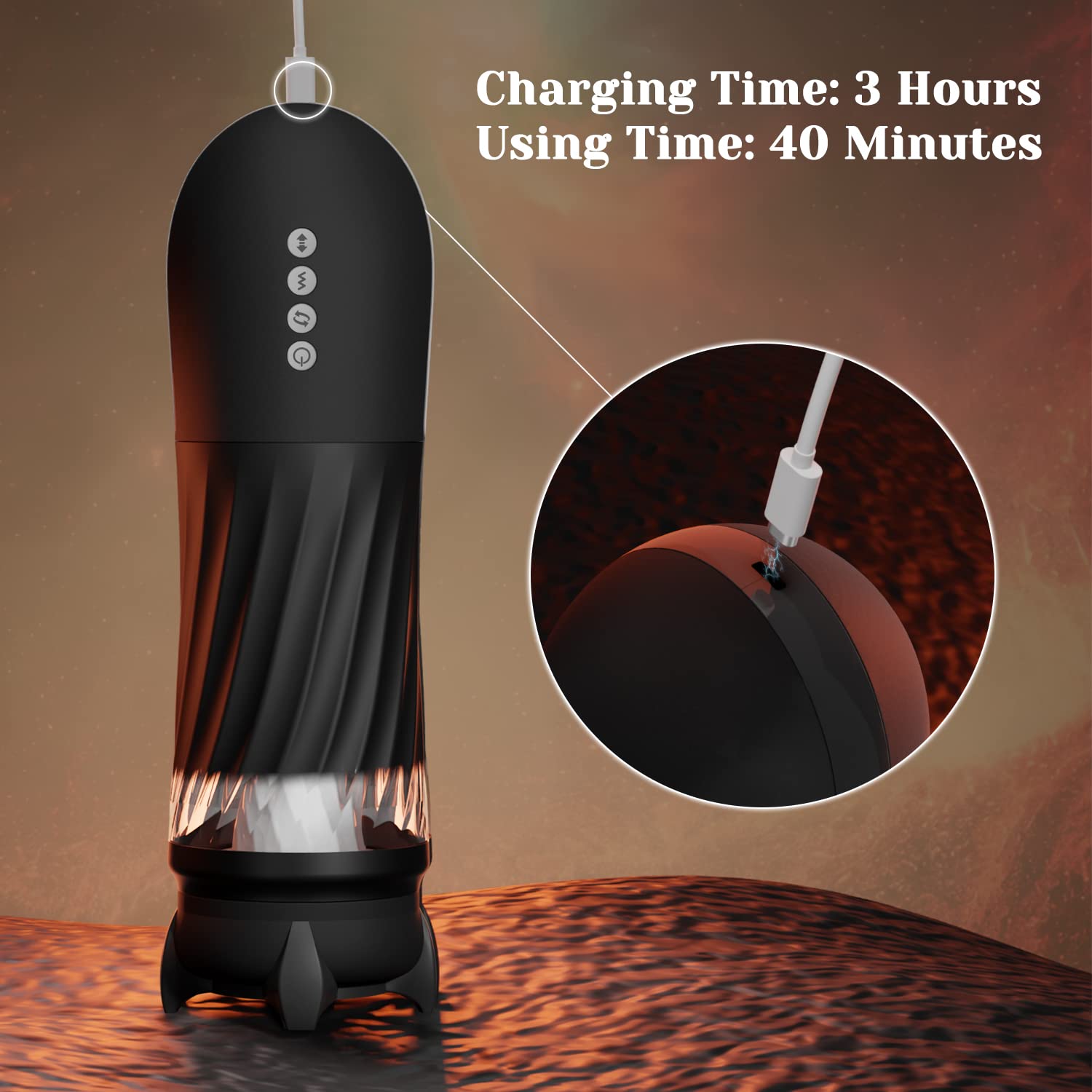 Lurevibe - Rocket 3d Realistic Textured Electric Stroker With 5 Thrusting Rotating Modes - Lurevibe