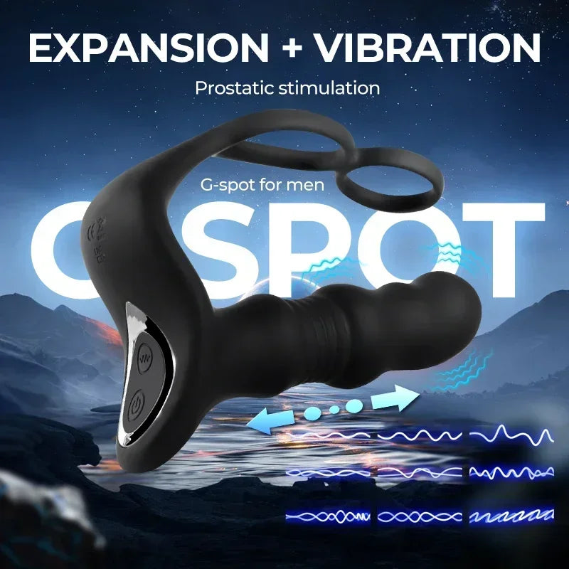 Massager Masturbation 9 Frequency Remote Control Anal Vibrator with Cock Ring - Lurevibe