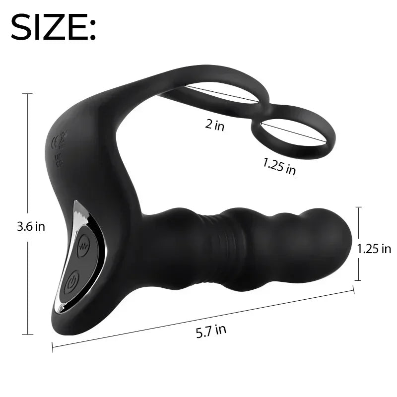 Massager Masturbation 9 Frequency Remote Control Anal Vibrator with Cock Ring - Lurevibe