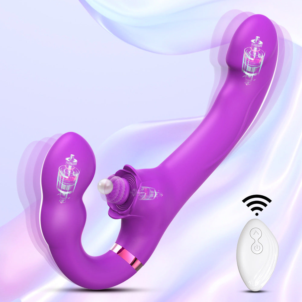 Lesbian 3 in 1 Double Ended Vibrator for Clitoris Vagina Stimulation with Remote Control