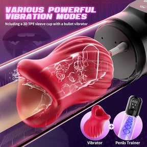 Automatic Suction Vibration Penis Enlargement Pump with Rose Shaped Inner Sleeve - Lurevibe