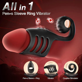 4 in 1 Penis Sleeve Ring Vibrator with Snail-Shaped Clit Stimulator - Lurevibe