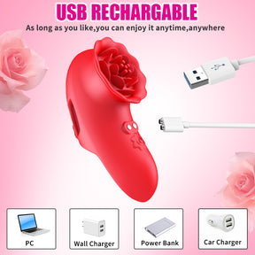 Rose Finger Vibrator G Spot Clitoral Stimulator for Couple Flirting