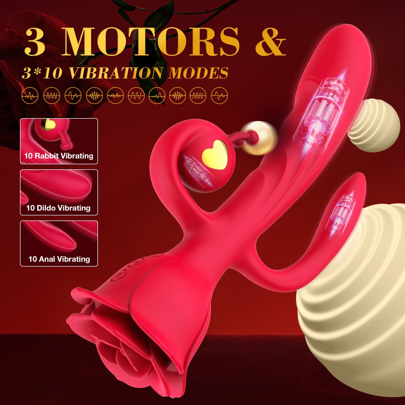 Rose Shaped Female G-spot Vibrator Rose toy 12 Flap 12 Vibe Modes Waterproof  Discreet