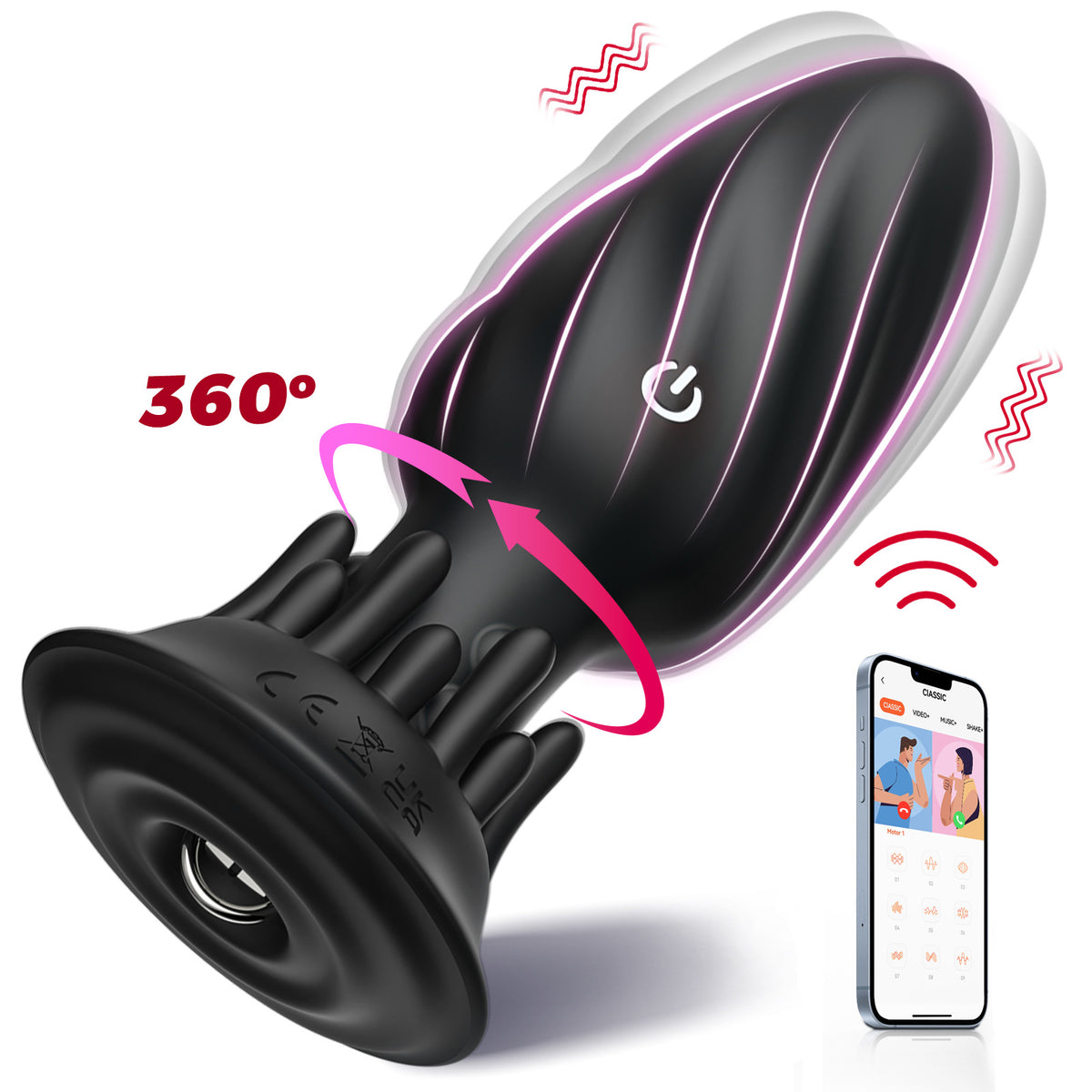 APP - Controlled Rotating Anal Plug  9 Modes Waterproof  Quiet - Lurevibe