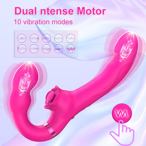 Lesbian 3 in 1 Double Ended Vibrator for Clitoris Vagina Stimulation with Remote Control