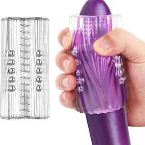 Manual Suction Penis Sleeve Blowjob Male Masturbators with 15 Extruded Beads - Lurevibe