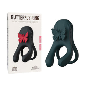 3 in 1 Butterfly Cock Ring 3 Motors 10 Modes Erection Enhancing Vibration Penis Vibrator - Lurevibe