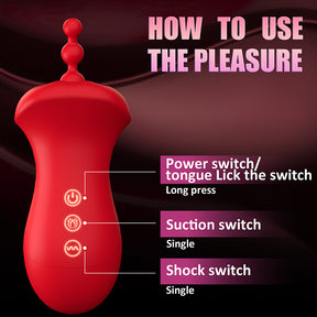 Big Mouth Clitoris Suction Anal Bead Vibrator with 10 Tongue Licking Modes