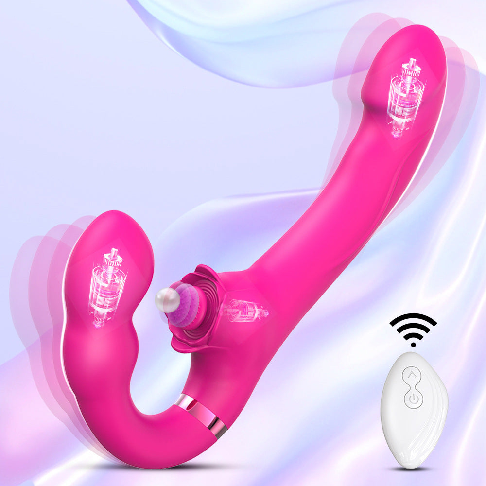 Lesbian 3 in 1 Double Ended Vibrator for Clitoris Vagina Stimulation with Remote Control