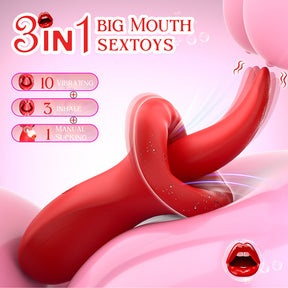 Big Mouth Clitoris Suction G Spot Vibrator with 10 Tongue Licking Modes