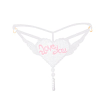 "Love You" Sexy Open Crotch Mesh Underwear With Pearls