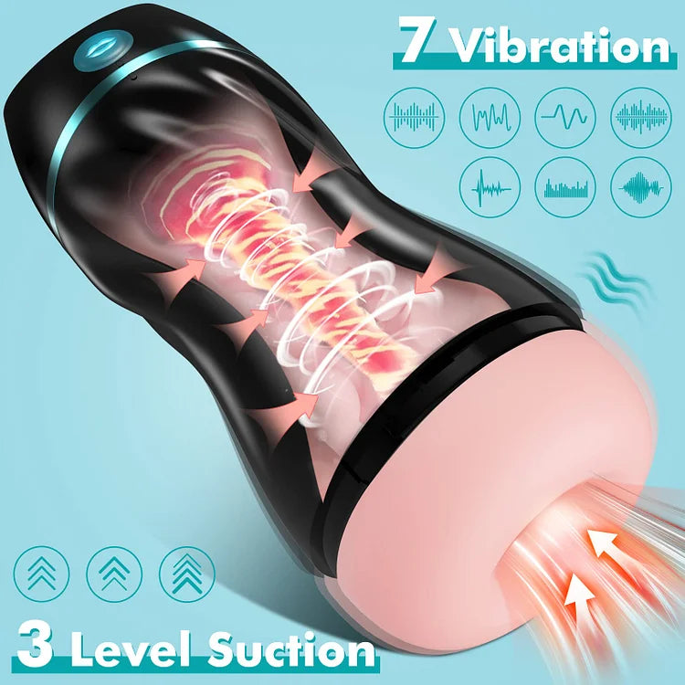 Lurevibe Automatic Sucking Male Masturbators Upgraded 7 Vibration & Suction - Lurevibe