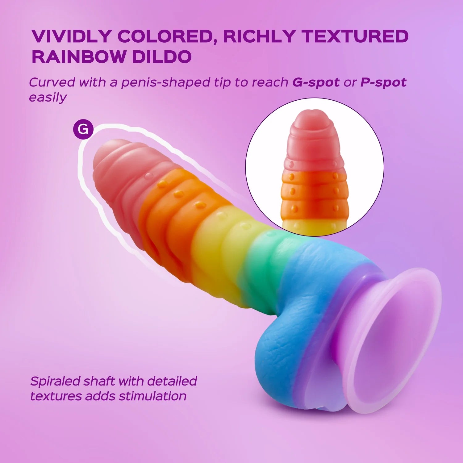 Pride - Rainbow Silicone Suction Cup Dildo Strap-On Harness Kit