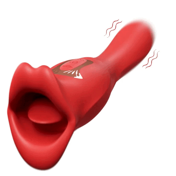 Lurevibe - Rose Muncher Lip Tongue Suction Vibrator With Thrusting Dildo  Vibrator