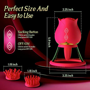 3 In 1 Rose Vacuum Sucking Nipple Clitoris Stimulator With 3 Heads