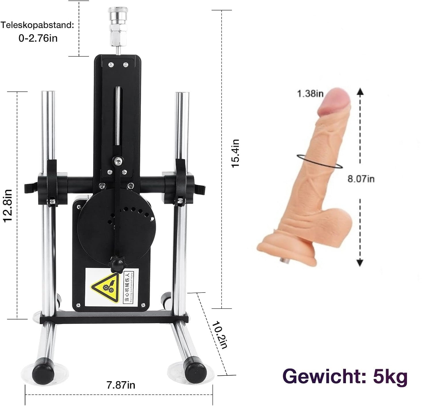 Silent sex machine 70W powerful 7cm adjustable premium thrust dildo machine 3 attachments