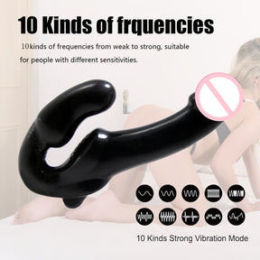 10 Frequency Vibrating Remote Control Double Ended Wearable Dildo