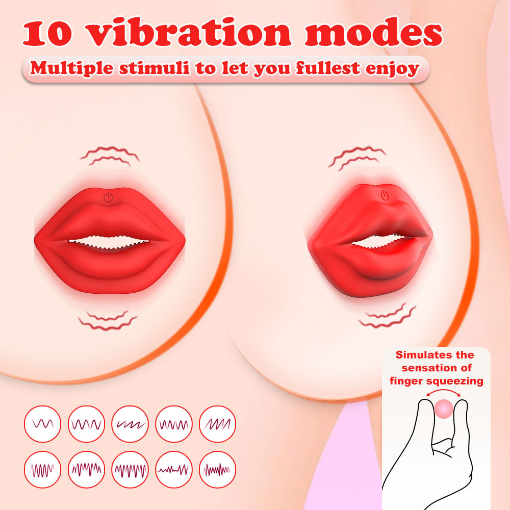 MizzZee Wireless Red Lip Nipple Clamp vibrator With Remote Control Control - Lurevibe