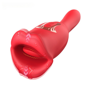 Lurevibe - Rose Muncher Vibrator With Stick 10 Vibration Modes And 10 French Kissing Modes - Lurevibe
