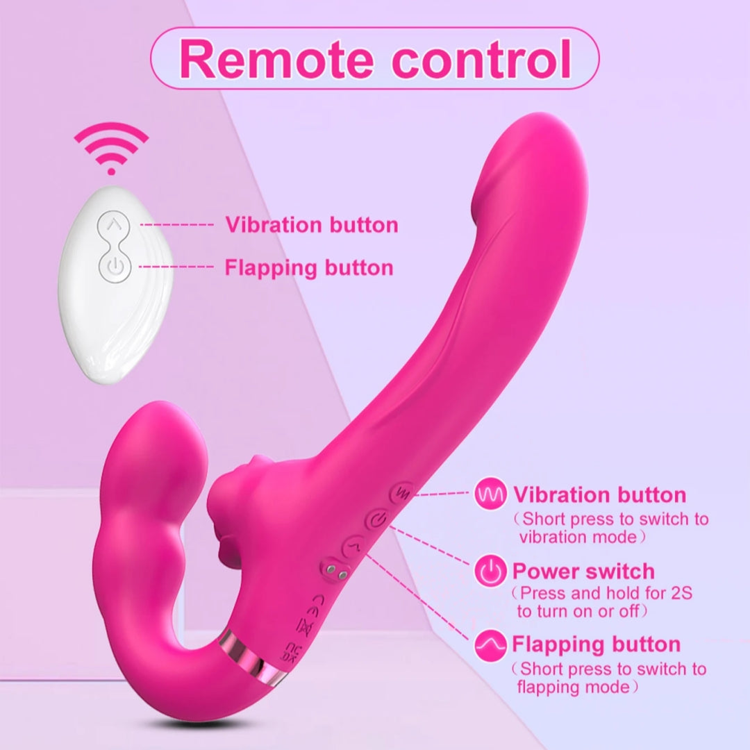 Lesbian 3 in 1 Double Ended Vibrator for Clitoris Vagina Stimulation with Remote Control