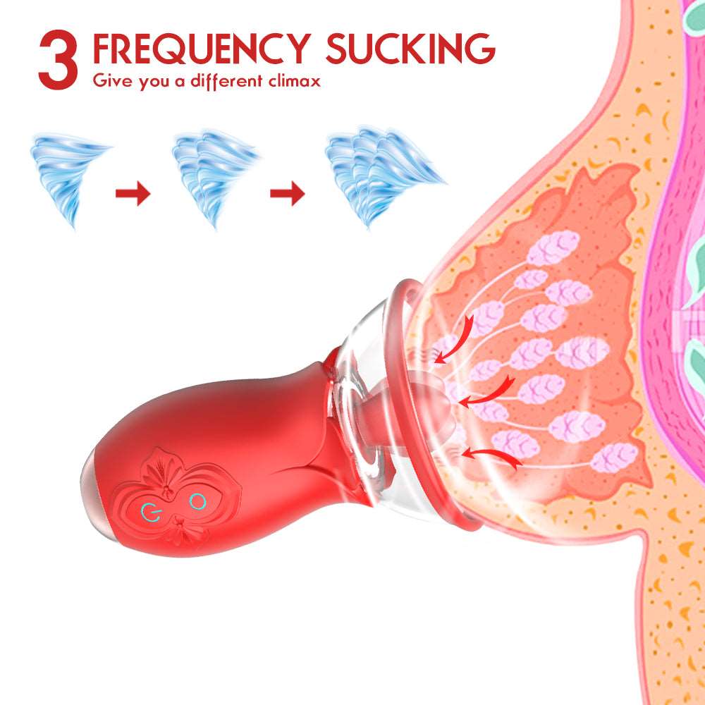 Lurevibe - 2 In 1 Rose Tongue Licking Clitoris Vagina Sucker - Lurevibe