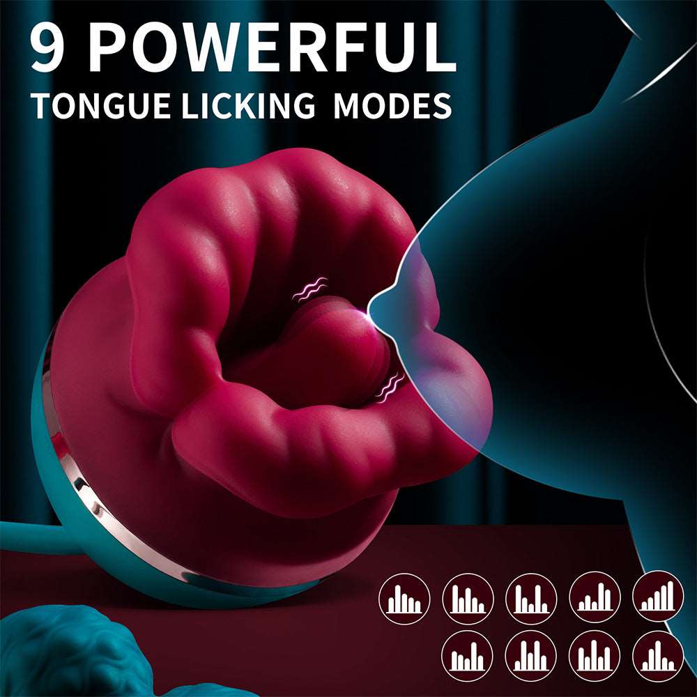 Lurevibe - Big Mouth Vibrator 3 In1 Tongue Licking Suction G Spot Vibrator With Vibrating Dildo