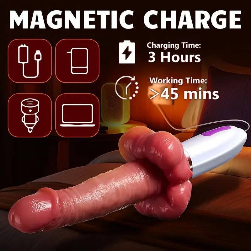 3 In 1 Big Mouth Thrusting heating Dildo Machine With Suction Cup & Remote Control - Lurevibe