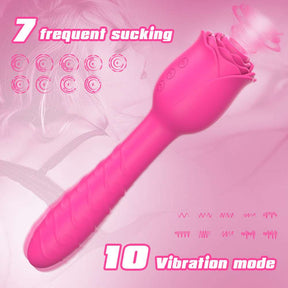 Lurevibe - D3621 Scarlet 3-in-1 Telescopic Sucking And Shocking Handle Rose Vibrator