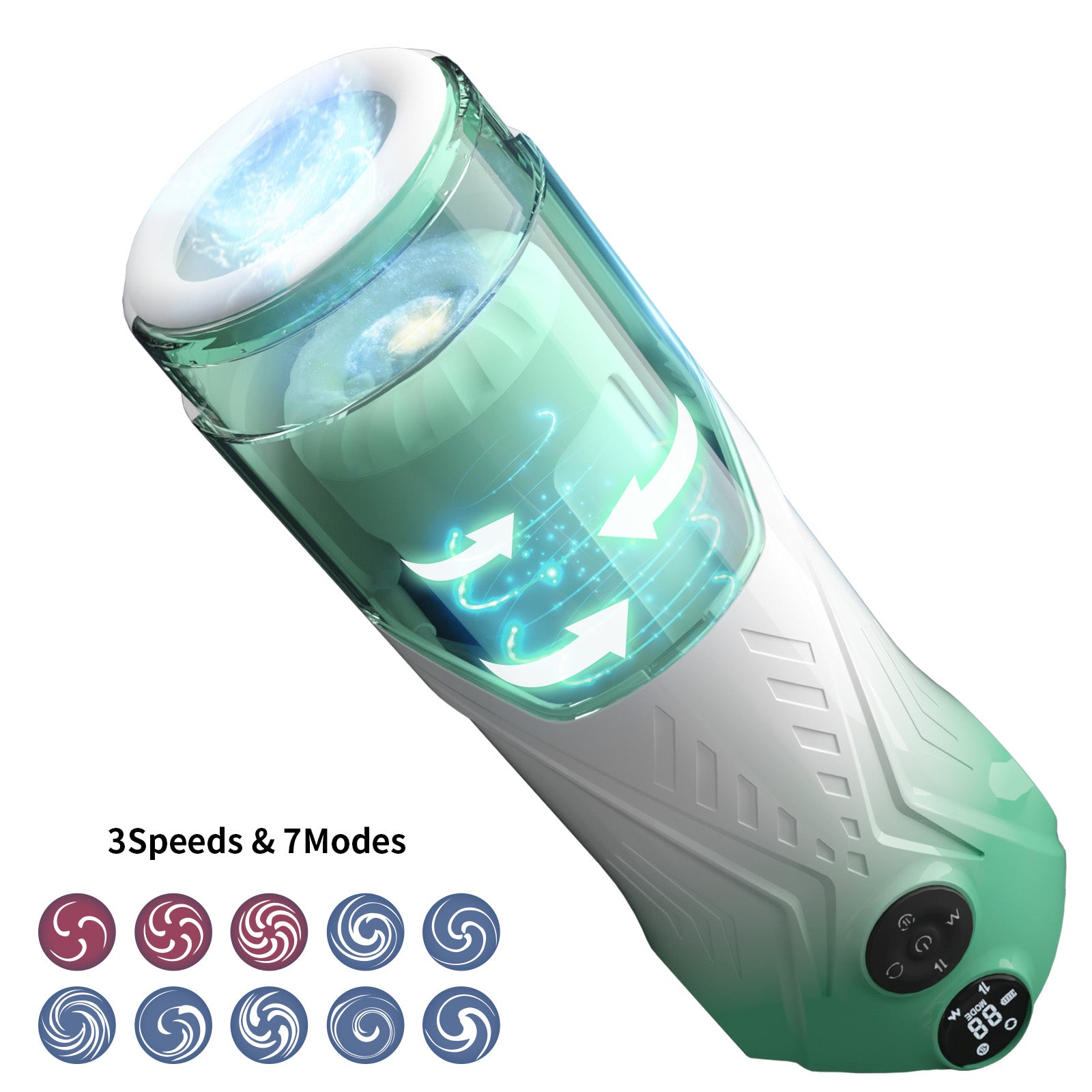 Green Star Rotating Telescopic Vibration Male Masturbator - Lurevibe