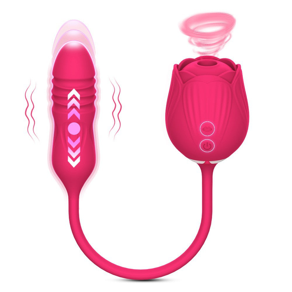 Lurevibe - Purple Rose Toy Rotating Pearls Telescopic Tongue-licking V