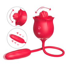 Lurevibe - 2 In 1 Rose Toy Thrusting Dildo Vibrator With 9 Tongue Licking 9 Thrusting Vibrating - Lurevibe