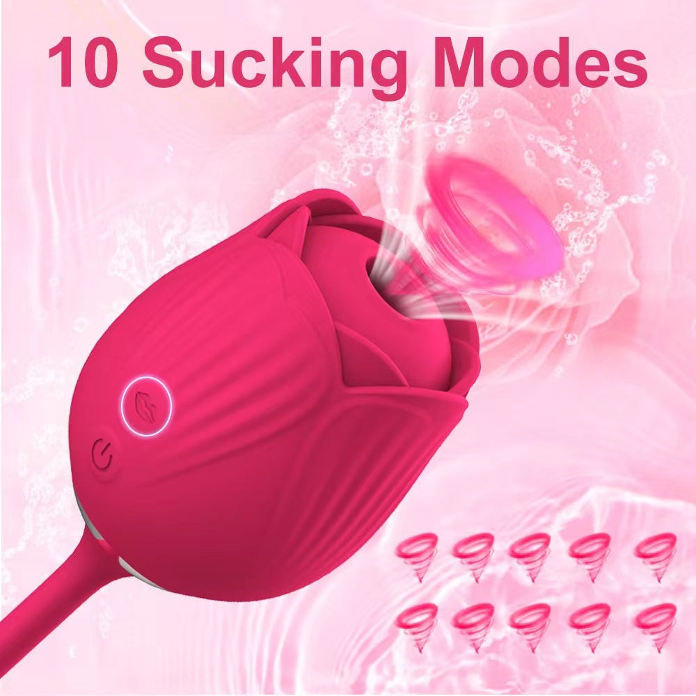 Lurevibe - Rose Toy Vibrator Female Telescopic Egg Jumping Tongue Licker Sex Toys - Lurevibe