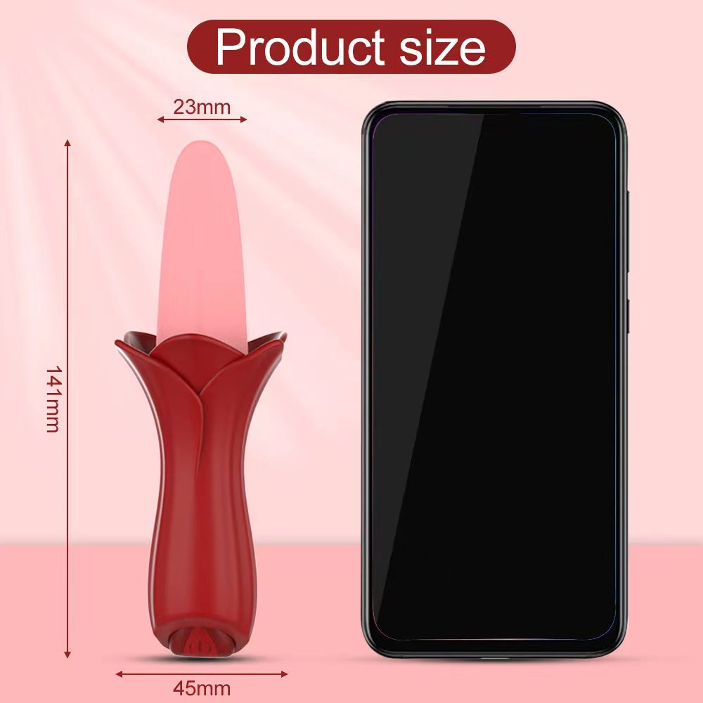 Lurevibe - Rose Tongue Vibrating Stick Vaginal Licking Clitoris Stimulator - Lurevibe