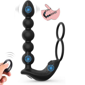 Lurevibe - Butt Plug Anal with Penis Ring Rechargeable Vibrator Waterproof Prostate Massager - Lurevibe