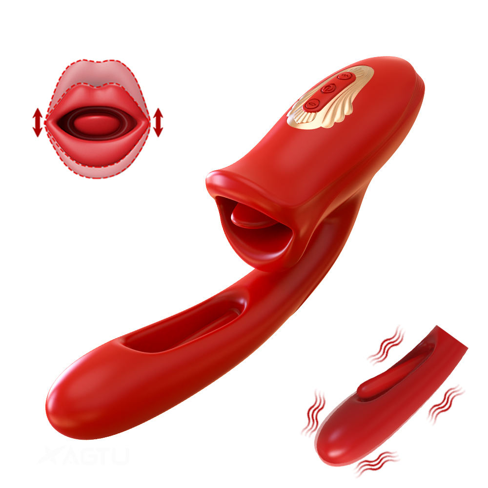 Lurevibe -  Rose Muncher 3 In 1 Rose Hollowed Out Kiss Tongue Vibrator - Lurevibe