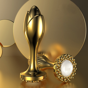 Lurevibe - Pearl Rose Anal Plug Gold Stainless Steel For Male And Female  Anal Expansion | Lurevibe