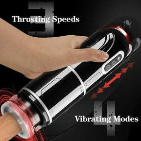 Lurevibe  - PowerKing Ultra-Technical Hands-free 7 Telescopic Rotation Modes Male Masturbator Cup - Lurevibe