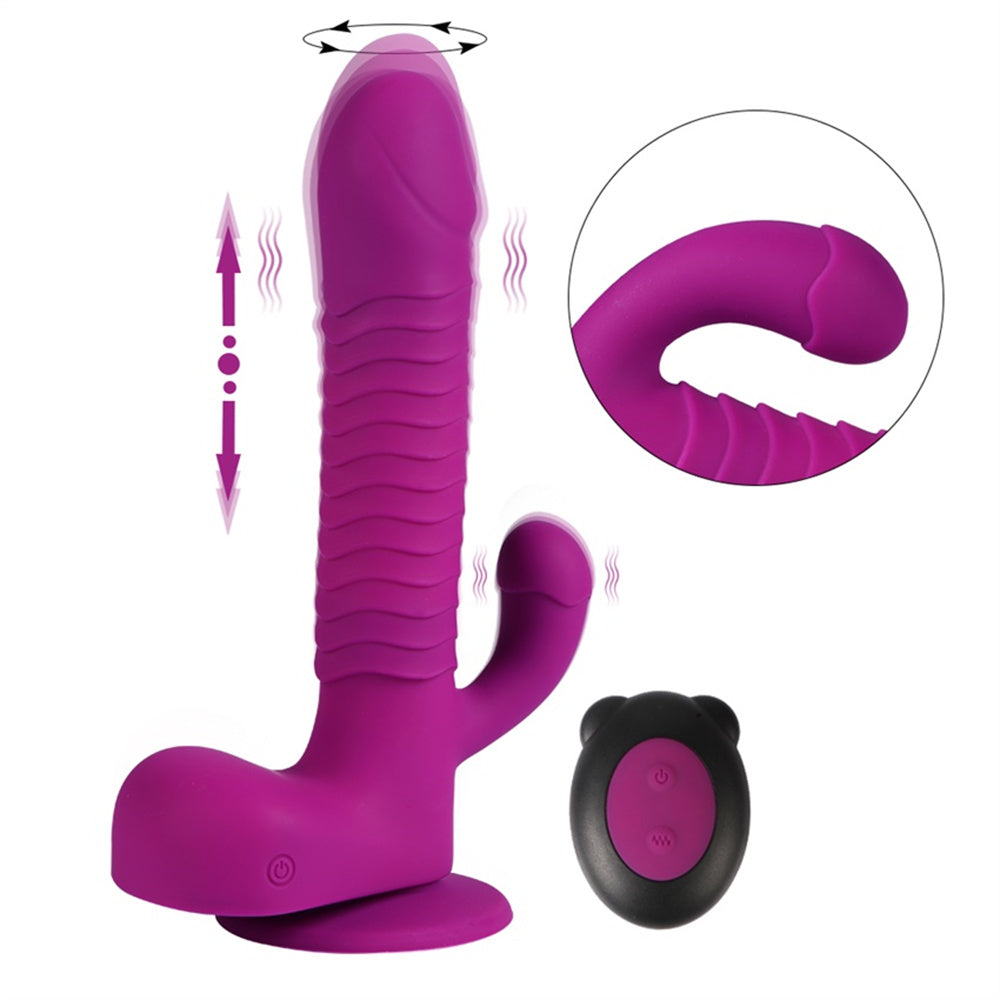 Lurevibe - 360 Degree Rotating Telescopic Dildo Vibrator With Suction Cup Wireless Remote Control - Lurevibe