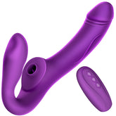 Lurevibe - Wireless Remote Control Vibrating Double Head Sucking And Inserting Simulated Penis Female Massage Stick - Lurevibe