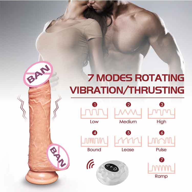 Lurevibe - Waterproof 7 Frequency Retractable Swing Dildo - Lurevibe