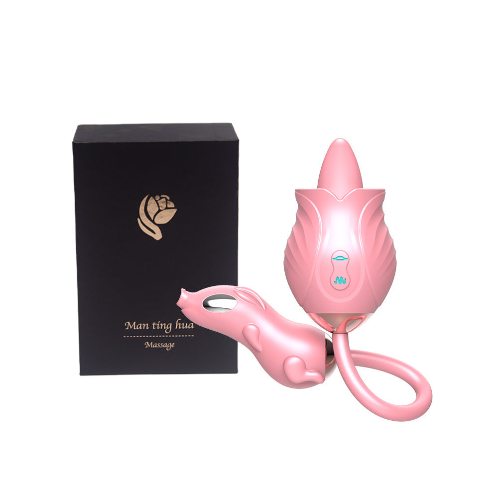 Lurevibe - New Rose Double Head Tongue Licking Vibration Jump Egg For Women - Lurevibe