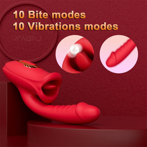 Lurevibe - Rose Muncher Mouth Shaped Lip Biting Vibrator With G Spot Vibrator - Lurevibe