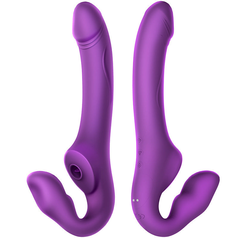 Lurevibe - Wireless Remote Control Vibrating Double Head Sucking And Inserting Simulated Penis Female Massage Stick - Lurevibe