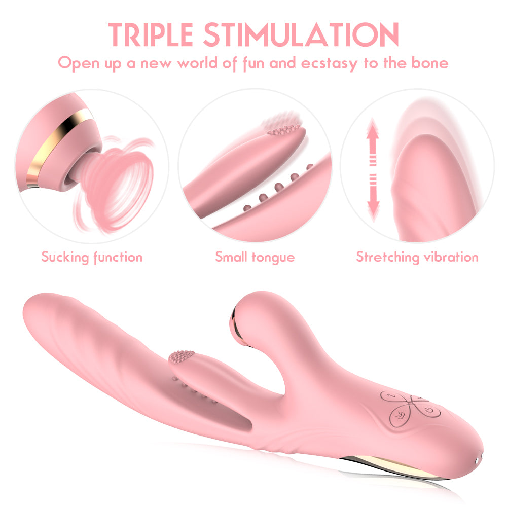 Lurevibe - 3 in 1 Suction & Thrusting Vibrator With Tongue For Clitoris & G-spot - Lurevibe